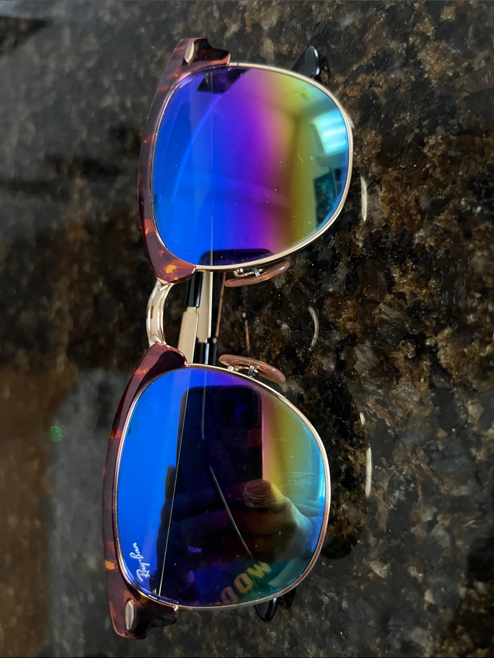 Ray-Ban Mirrored Clubmaster Sunglasses - Rainbow/Tortoise Frames